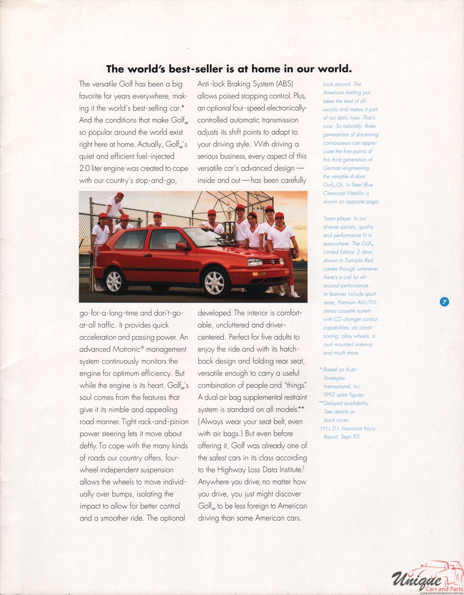1994 VW Lineup Brochure Page 7